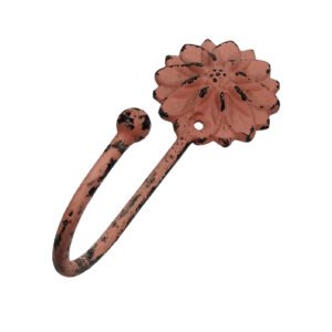 RVE HK 2293 Rajvasant Export  Cast Iron Pink Antique Finish Large Hooks Flower Shaped Wall Coat Hooks